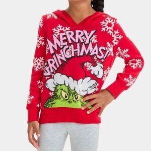 New Toddler Girls' The Grinch Christmas Holiday Pullover Sweater Hood, Red 12 m